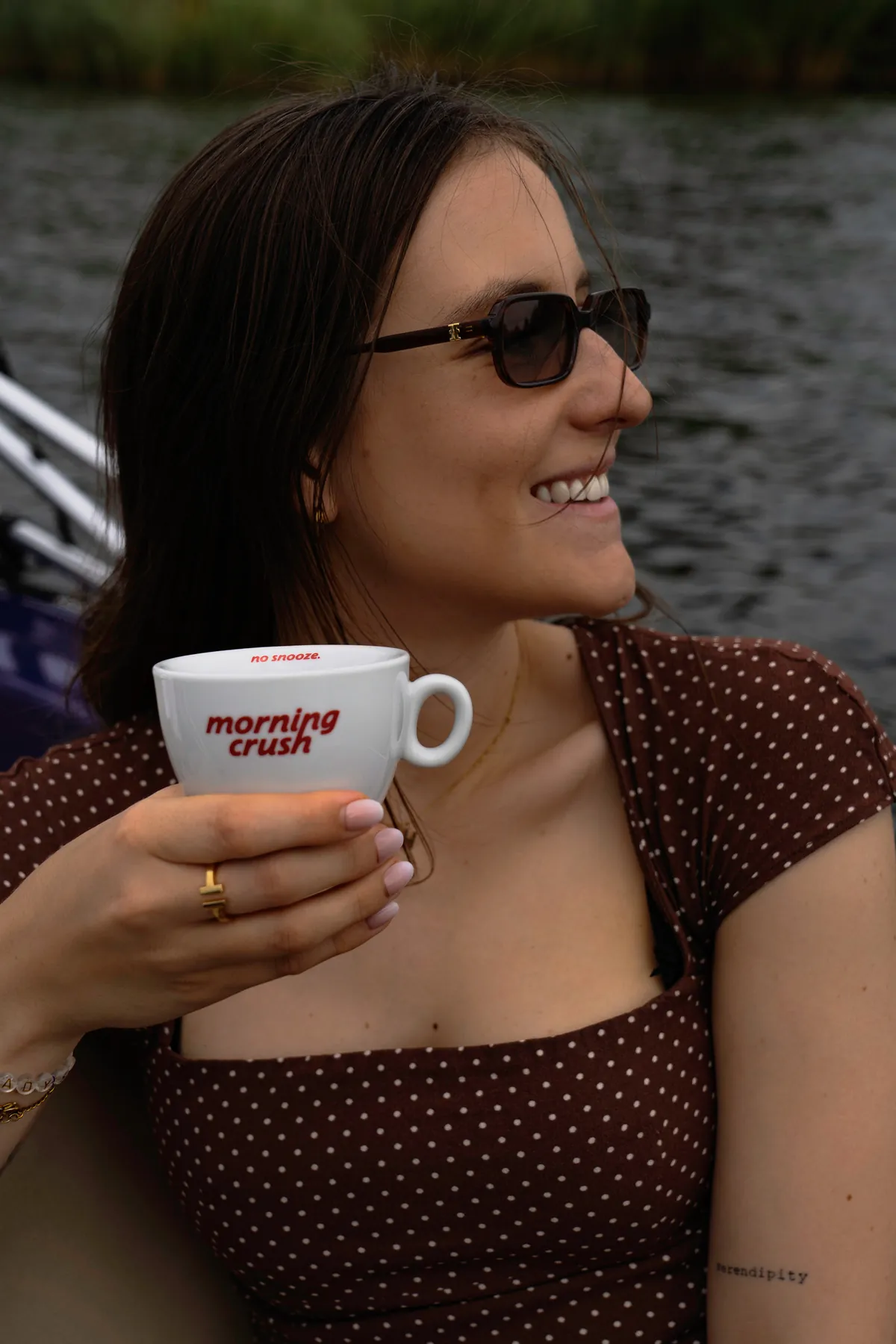 A Morning Crush cup by the water at the Alte Donau