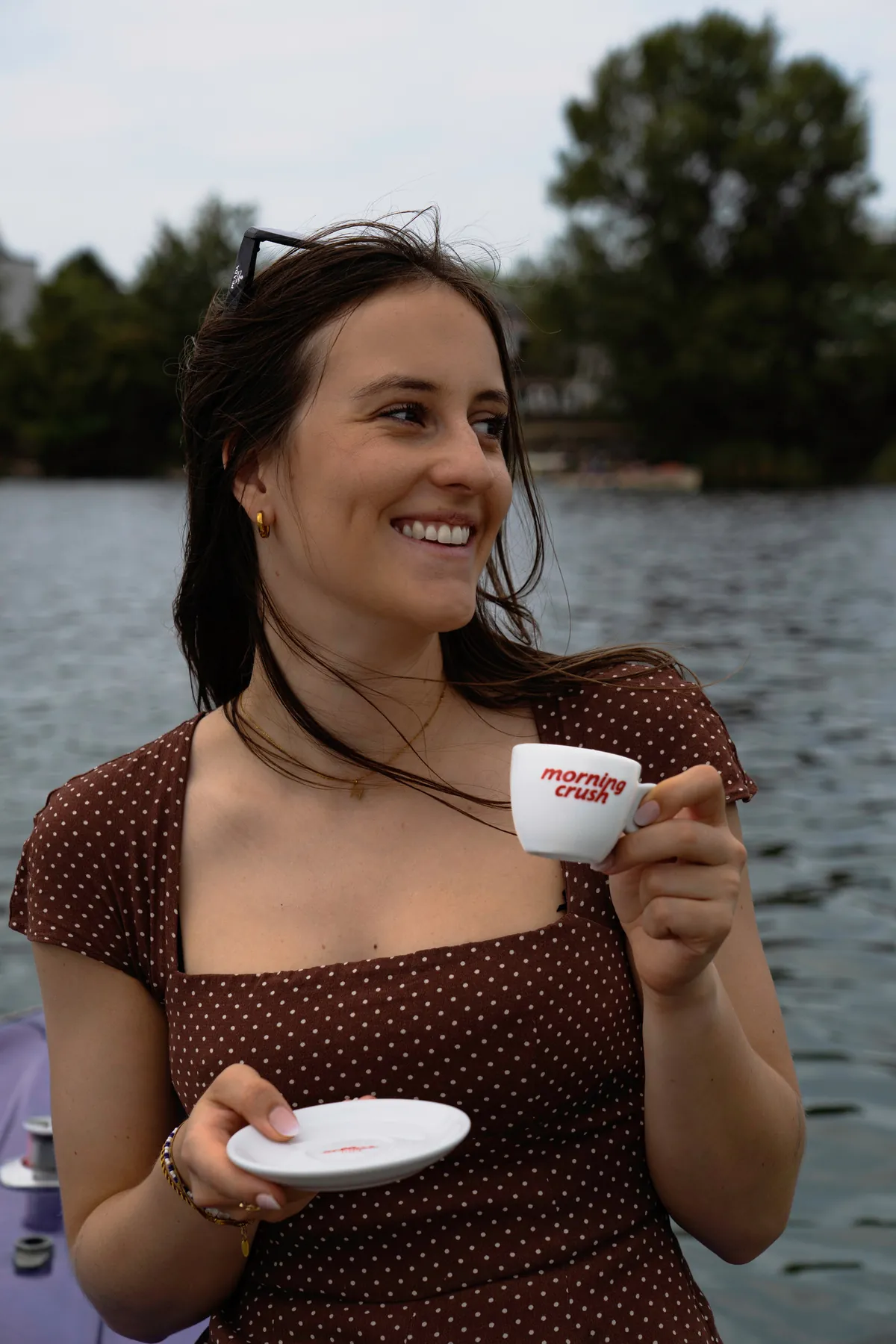 A Morning Crush espresso cup at the water